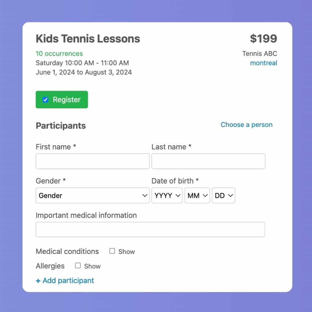 Online Registration For Tennis Programs