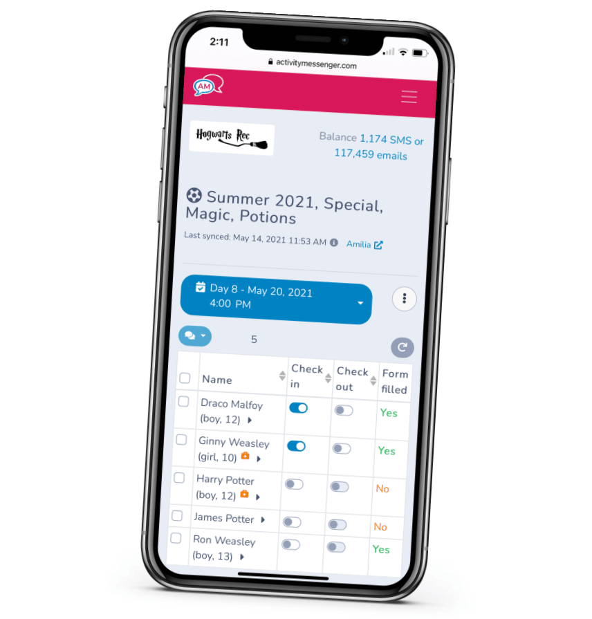 Attendance tracking for hockey camps and schools