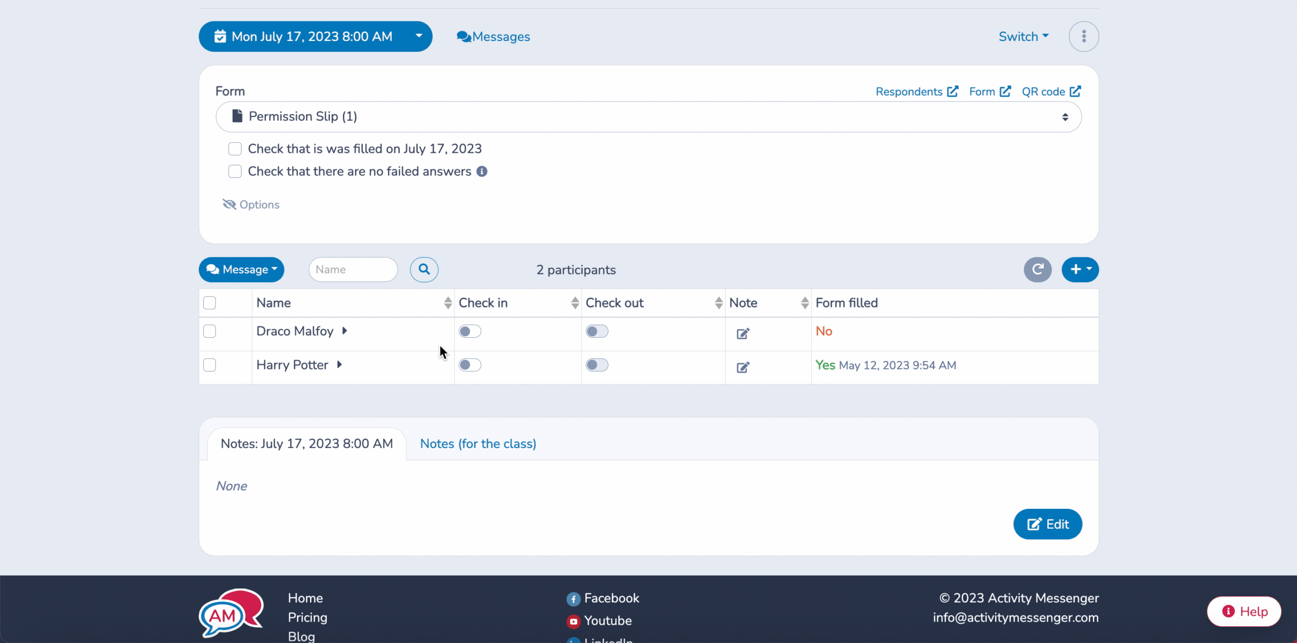 Trackie alternative for attendance