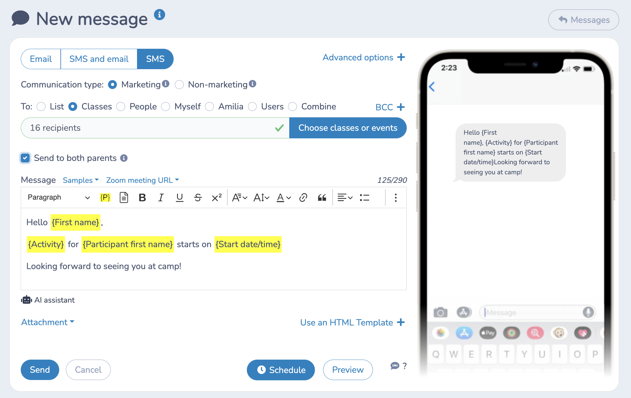 How to personalize bulk sms using mailmerge