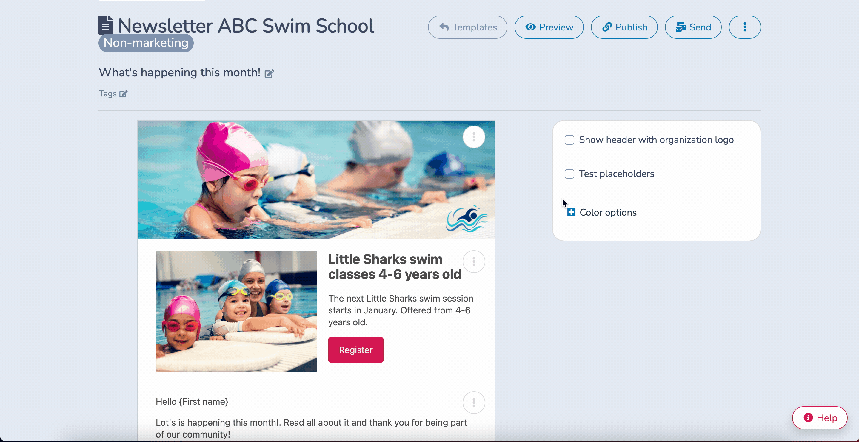 Swim School newsletter
