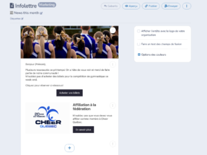 Création d'une infolettre pour Club de Cheer