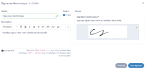 Acceptation des risques signature en ligne