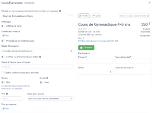 Ajouter un cours à votre formulaire de gymnastique