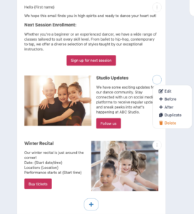 Email Marketing tool for Dance Studio