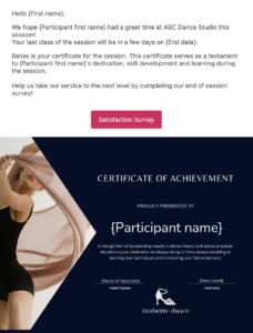 End of dance session email template