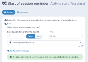 Automate Start of session reminder