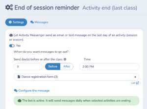 Automate end-of-session reminder