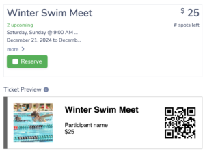 Ticketing for Swim Meets