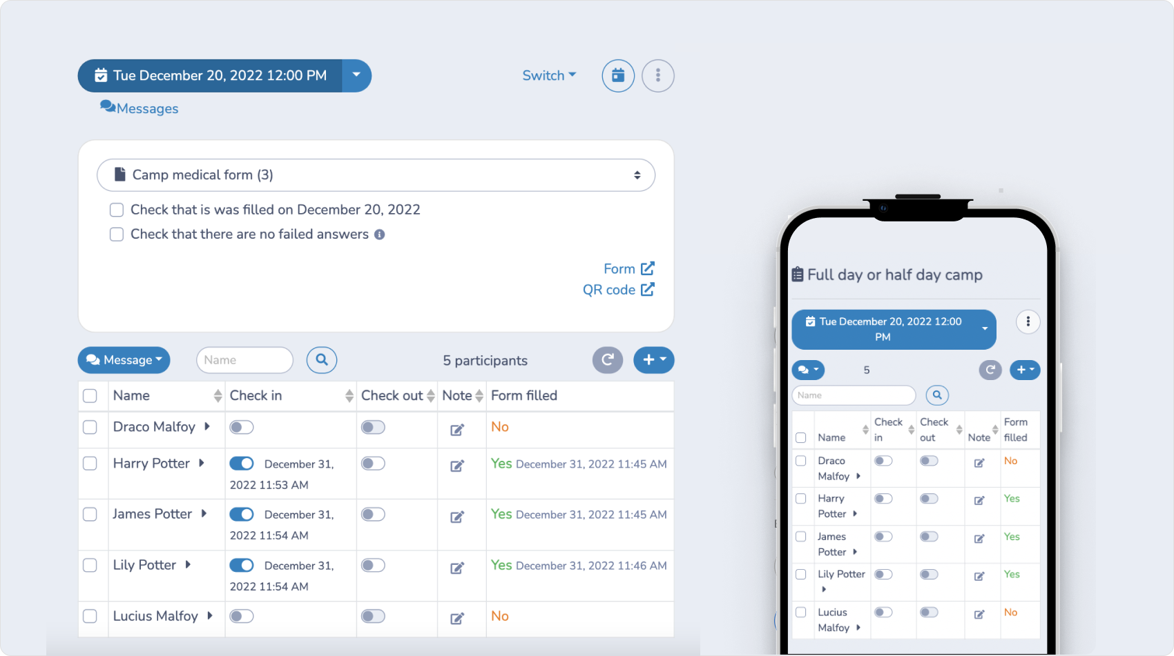 Attendance tracking and reporting