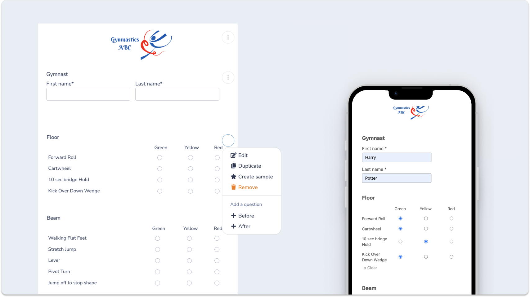Create an online progress report for your gymnastics club