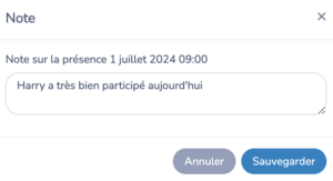 Ajouter des notes sur la liste de présence