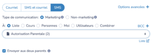 Envoi de SMS aux deux parents