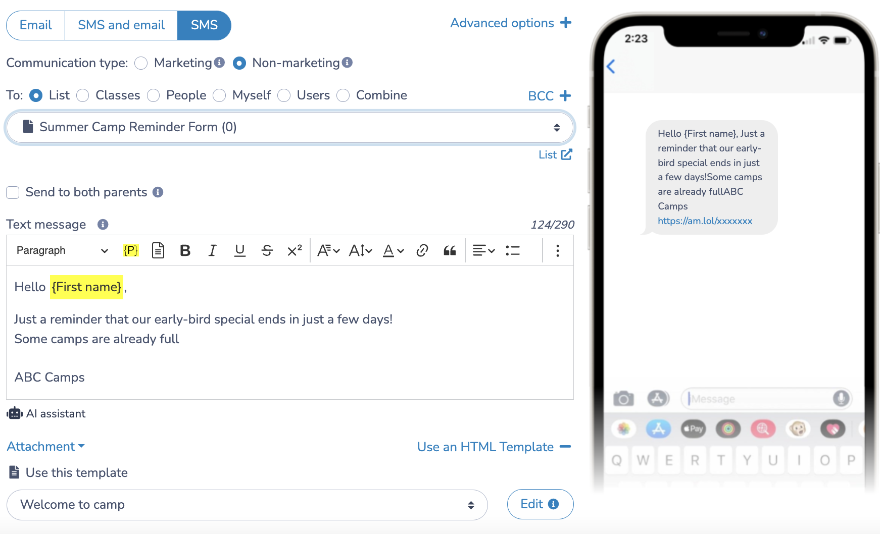 SMS Marketing for Camps
