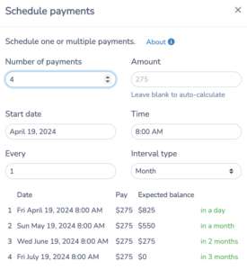 Schedule payments