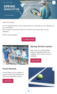 start a tennis club newsletter