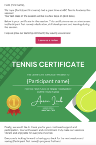 Share the certificate with players and parents