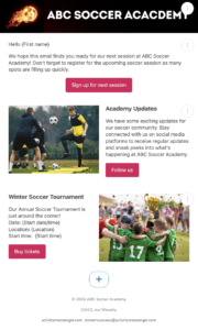 Newsletter template for soccer academy