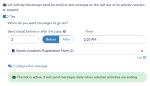 Automate surveys at the end of a soccer lesson