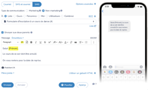 Envoyer des SMS/Texto à partir de la liste de présence