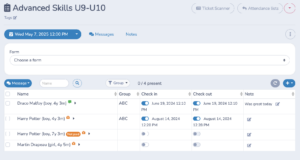 Attendance tracking for Soccer Lessons