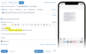 Comment envoyer un SMS à partir de la liste de présence