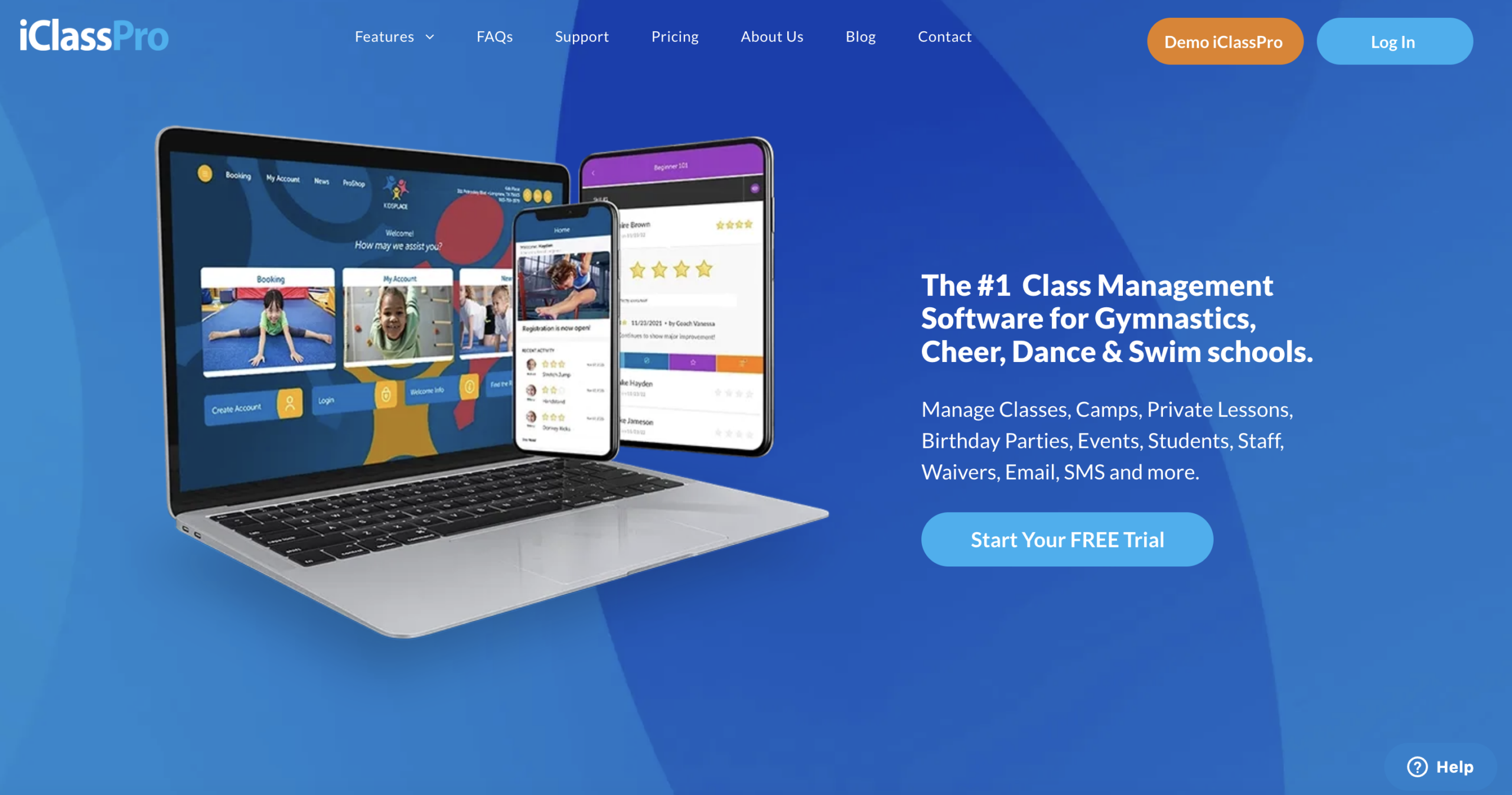 Jackrabbit vs iClassPro vs Activity Messenger: IClassPro homepage