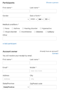 Determine the Requirements for your sports registration form