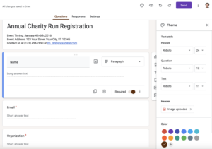 Customize theme in google forms