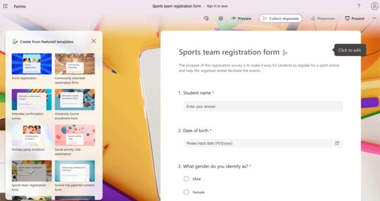 CREATE A FORM WITH MICROSOFT FORMS visual data 8