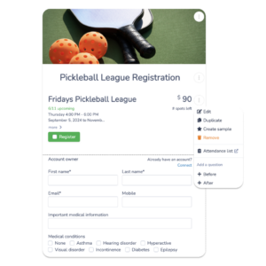 Create your Pickleball League Registration Form