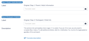 Translate online form from english to french