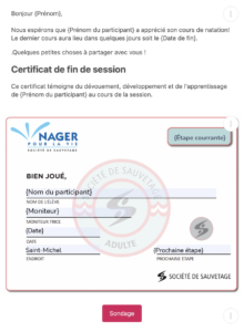 Gabarit de courriel avec certificat