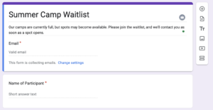 Create a Google Form for Your Waitlist