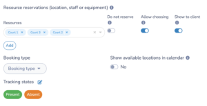Define resources (courts) and manage availability