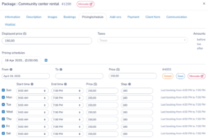 Create your facilities (the resource to be booked)