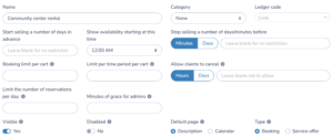 Create your facilities (the resource to be booked)