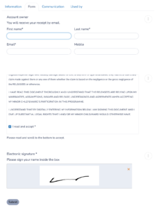 Facility contract form builder