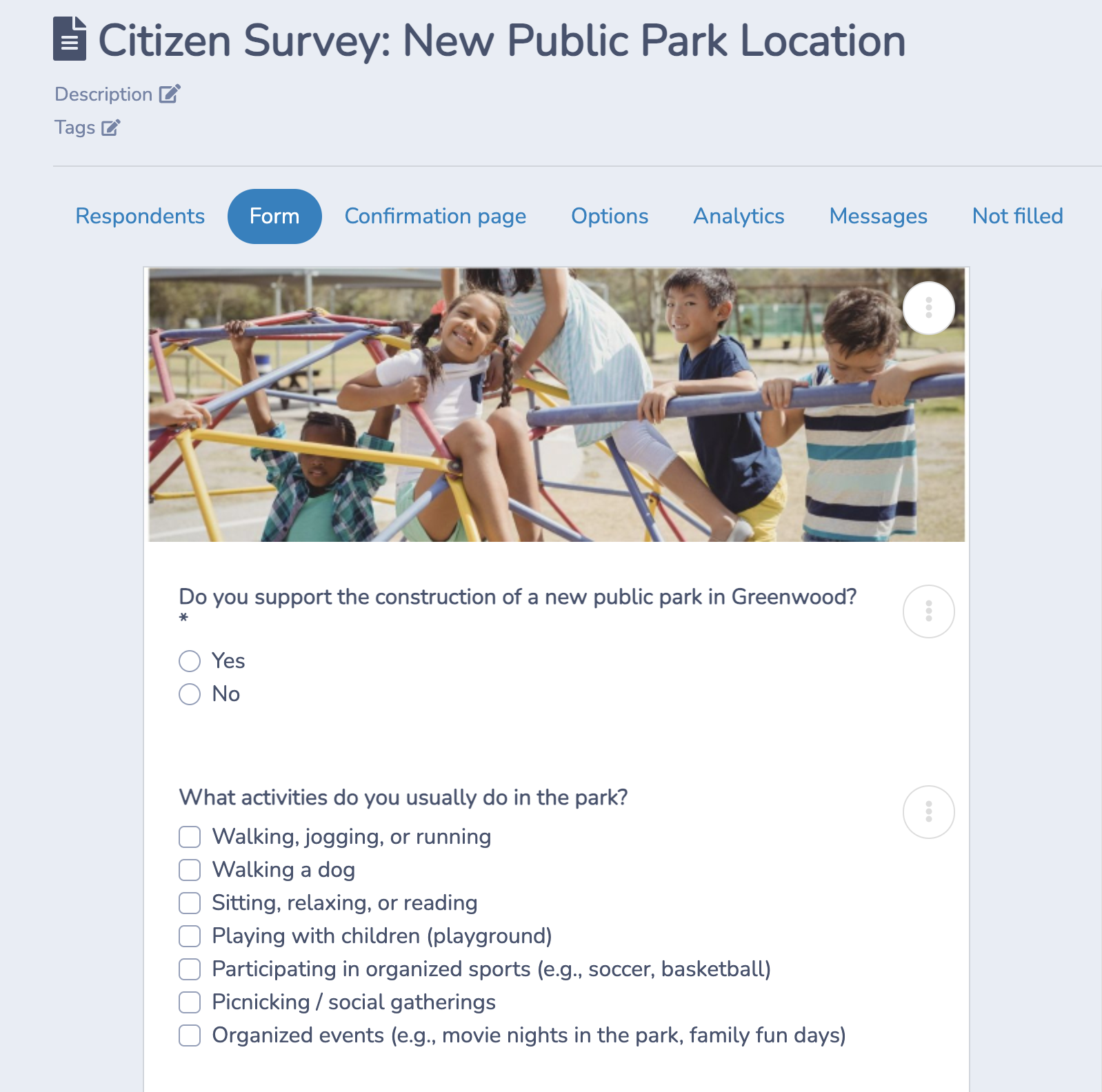Texting for municipalities: survey example
