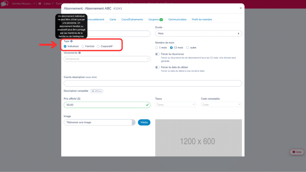 Abonnements-Activity-Messenger
