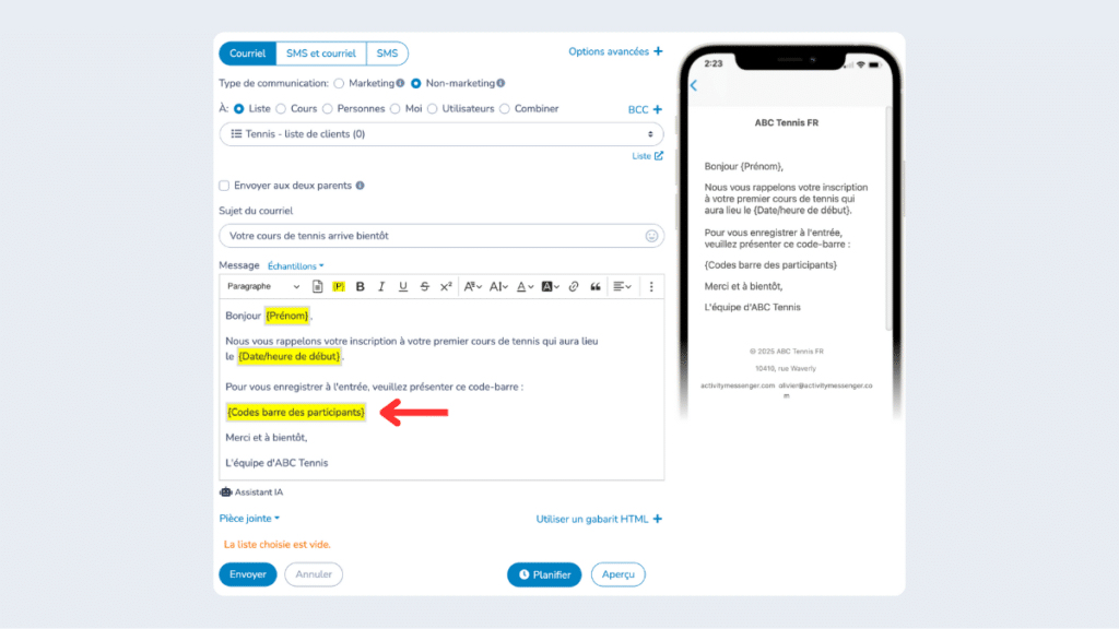 Code-barre-Activity-Messenger
