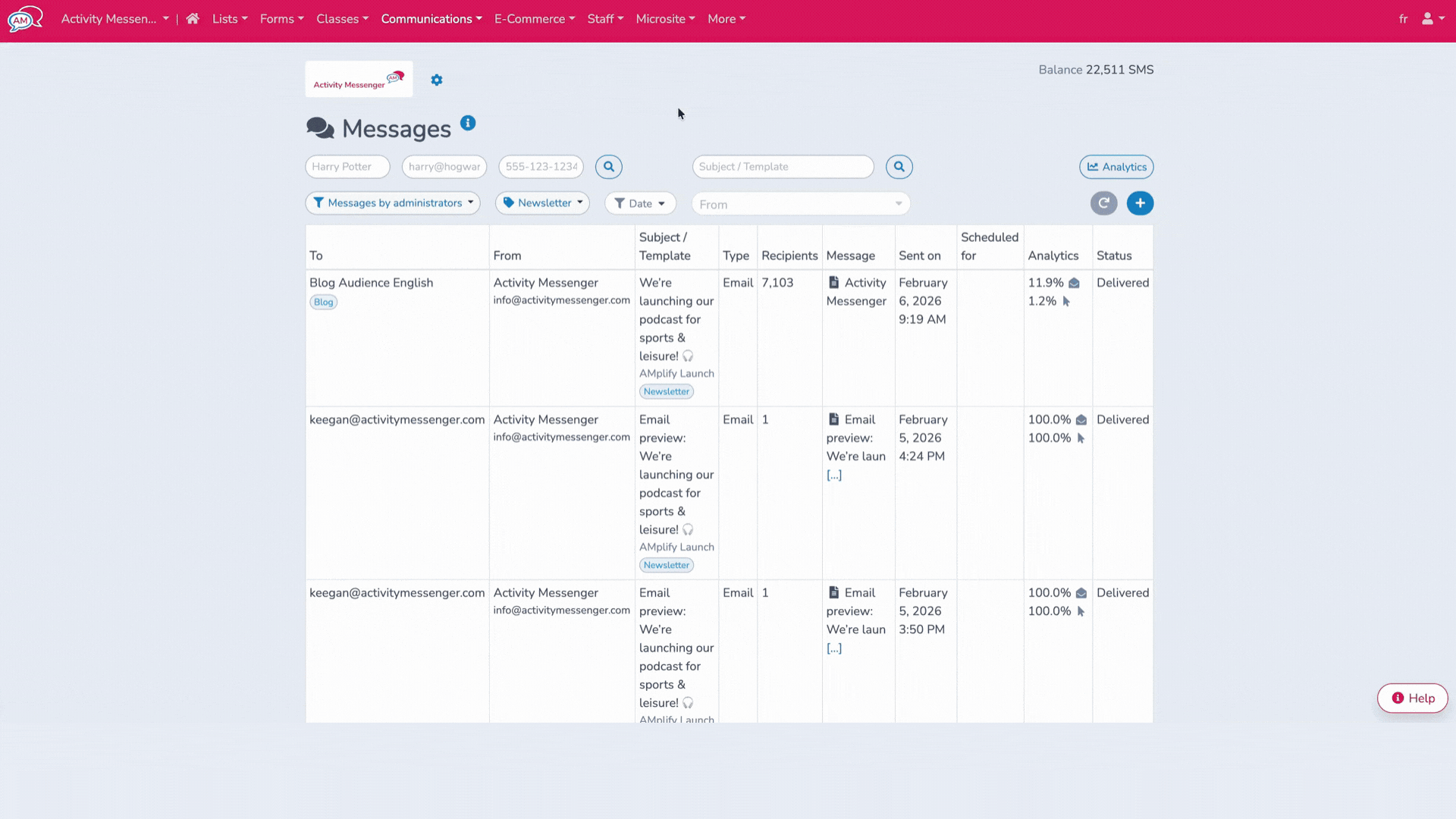 communication-report-Activity-Messenger