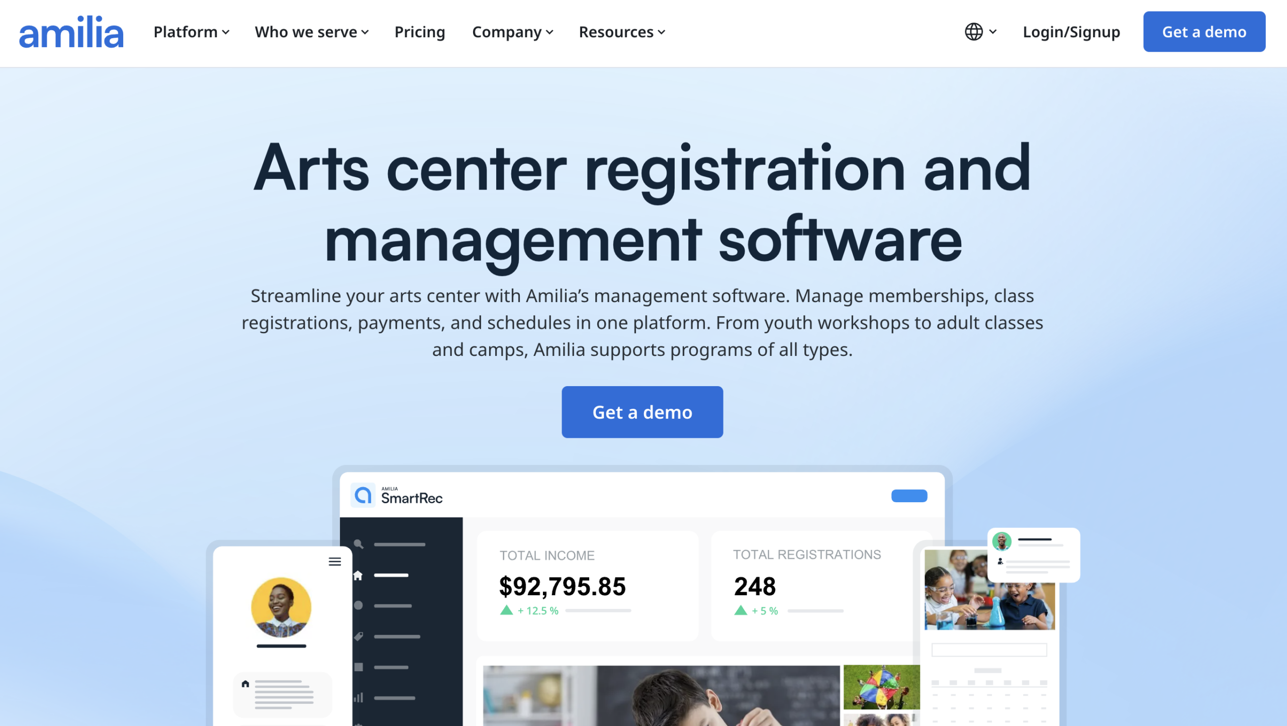 Amilia supports activity centers and can also be used for art class registration software