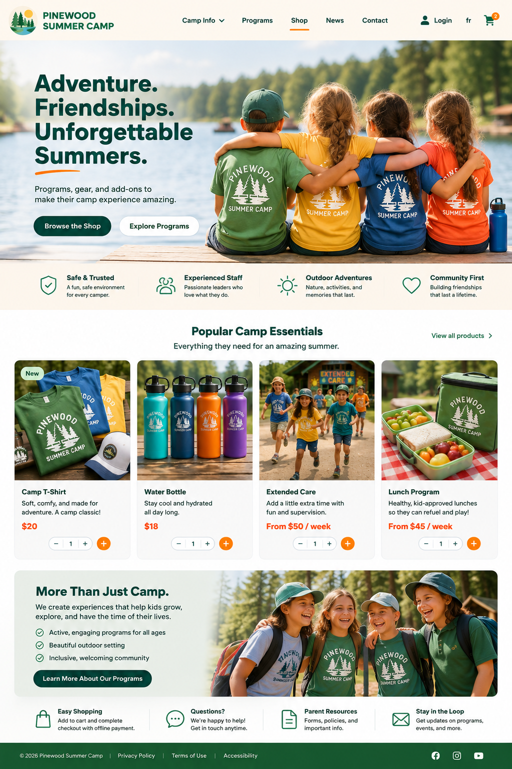 Using the Activity Messenger website builder for summer camps