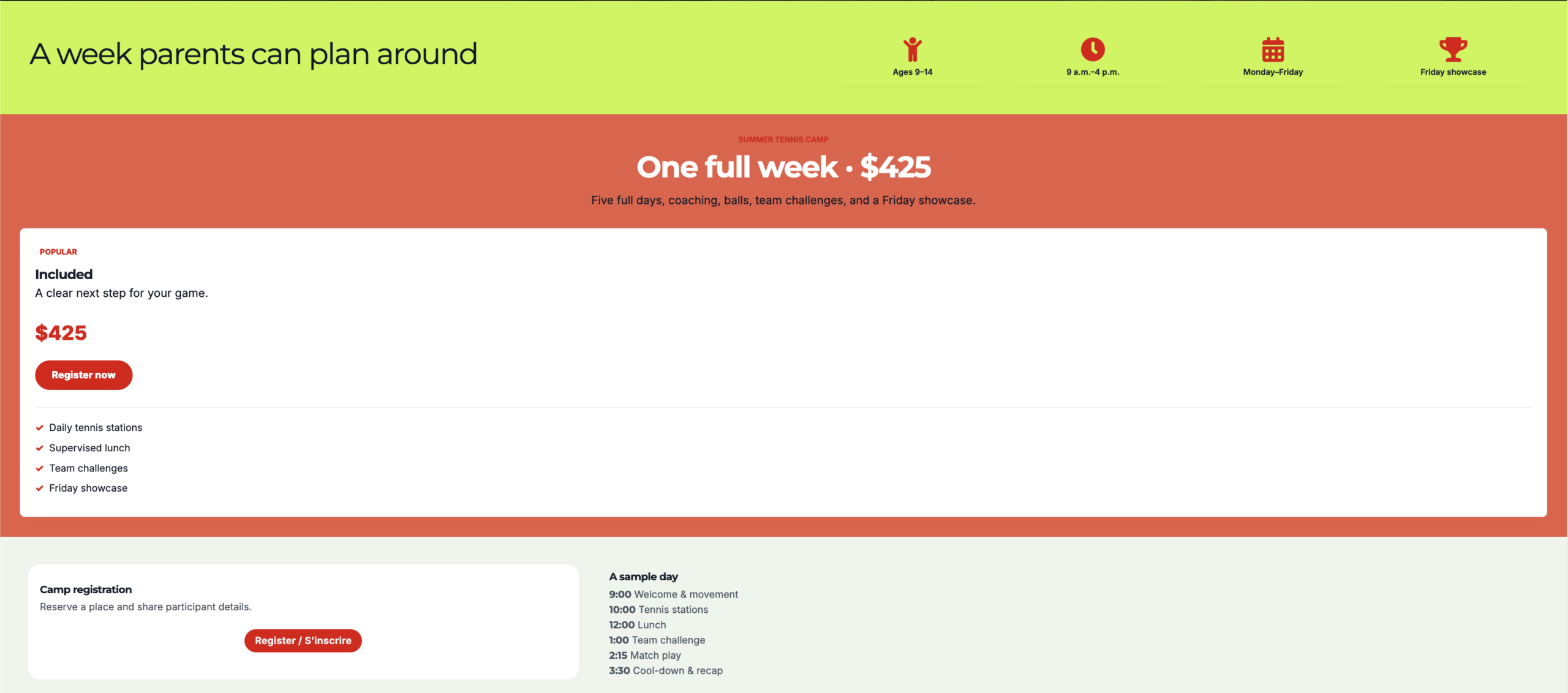 Build a Summer Camp Website: example of camp registration using Activity Messenger
