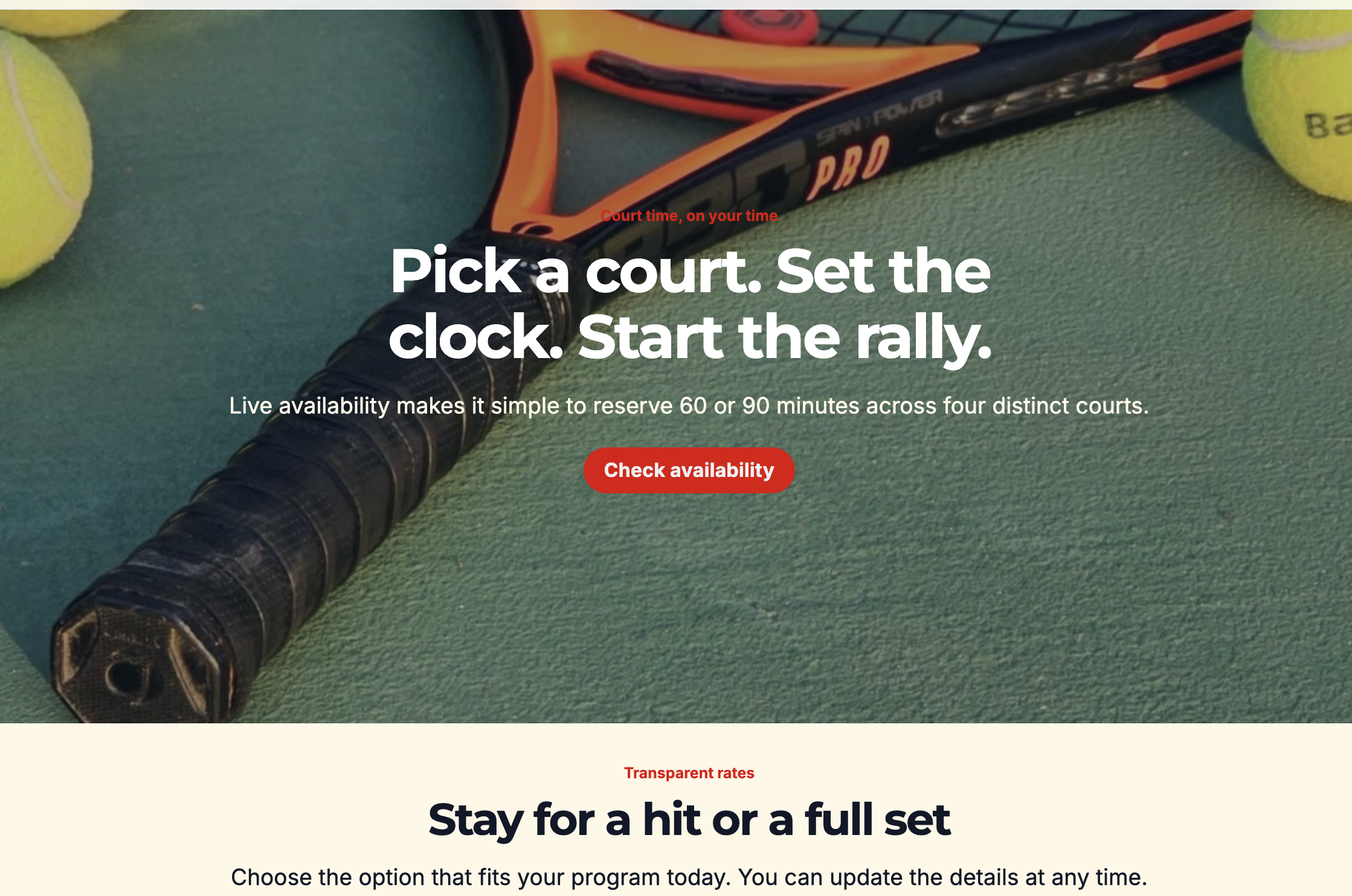 Tennis Club Website Builder example