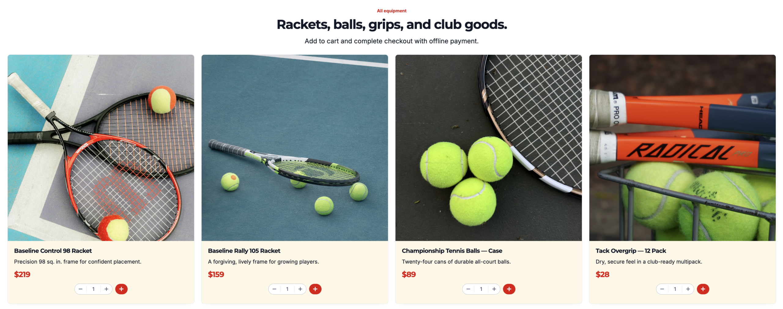 Best Website Builder for Tennis Clubs: promote products with a shop page